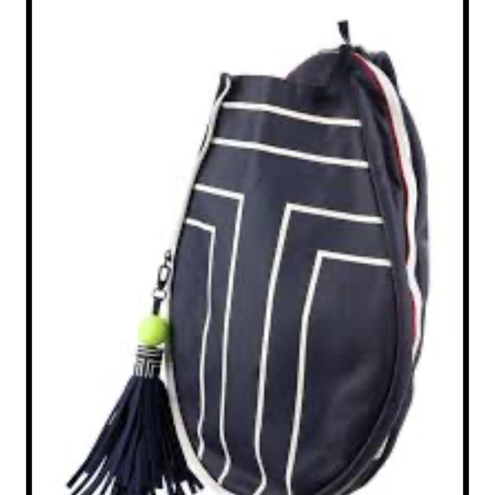 Tory Burch Tory Sport Perforated Tennis Racquet Bag Blue White Sling Backpack